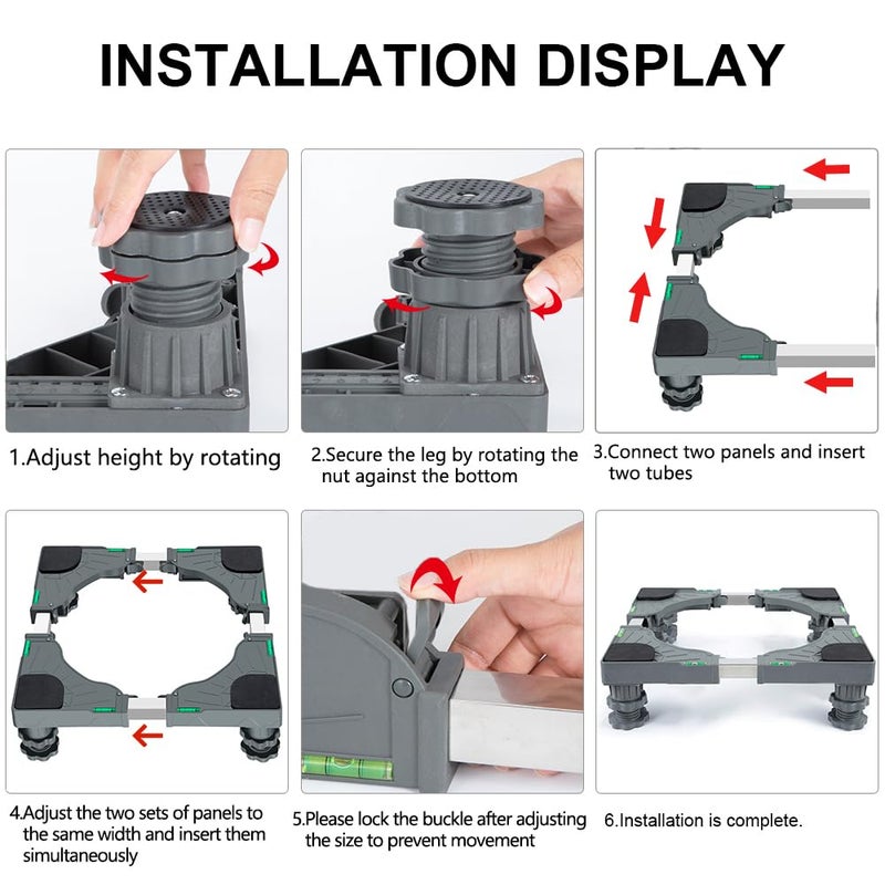 I'SMARTMOON Mini Fridge Stand,Christmas Tree Platform,Raised Base Adjustable Mini Refrigerator Stand,Pedestal Stand, 4 Strong Feet Washer and Dryer Stand,Base for Heavy weight (Grey) - Image 5